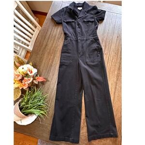 Pistola Wide Leg Utility Cargo Jumpsuit Fade to Black 100% Cotton Sz S